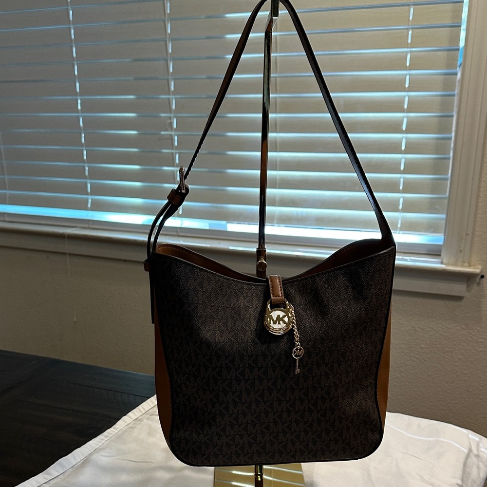 Michael Kors Black and Brown Shoulder Bag